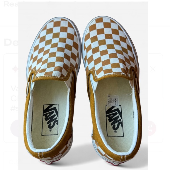Vans Mustard and White Checkered Slip-On Flats - Picture 2 of 6